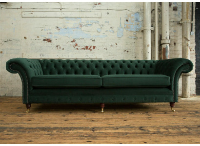 Green Chesterfield Textile Leather Sofa Couch Upholstery Big Seat Pad xxl 265cm new