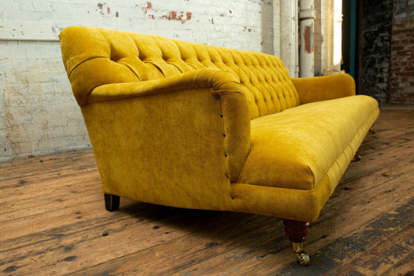 Classic Chesterfield Sofa 4 Seater Sofas Couches Leather Yellow Design Upholstery