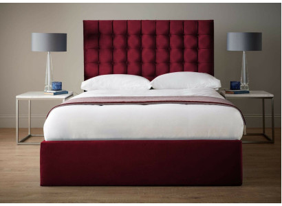 Red Luxury Velvet Textile Bed Double Design Chesterfield 160x200cm Beds new