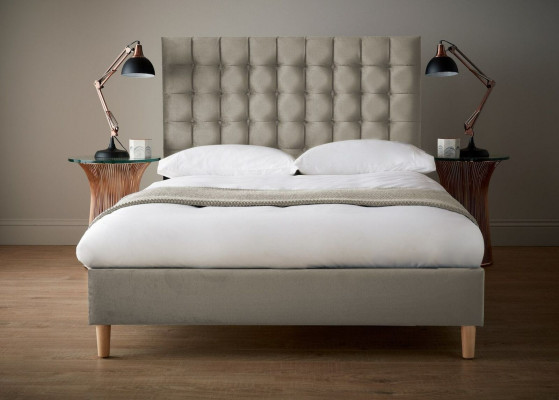 Gray Luxury Chesterfield Double bed Upholstered bed Bedroom Bed