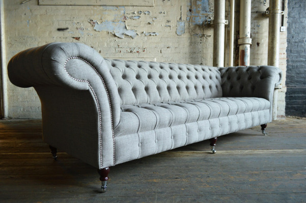 Textile Sofa Fabric Couch Chesterfield big sofas xxl couchen Seat 265cm Upholstery