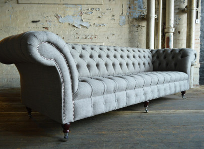 Textile Sofa Fabric Couch Chesterfield big sofas xxl couchen Seat 265cm Upholstery