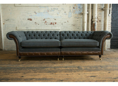 Chesterfield Sofa Couch Upholstery Sofas Couches Four Seater Fabric 265cm Seat Pad