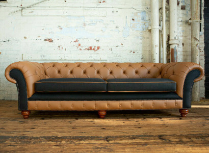 Brown Chesterfield Couch 4 Seater Sofa Couches Velvet Leather Design