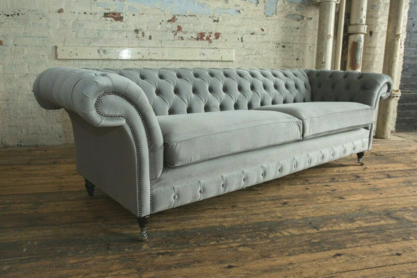 Chesterfield 4 Seater Upholstery Couch Modern Style Leather Fabric Sofa Couches Textile