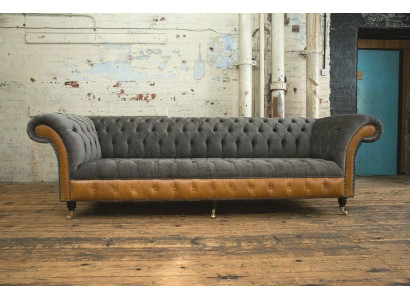 Gray-brown Chesterfield Couch Designer 4-Seater Luxury Couches