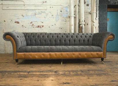 Gray-brown Chesterfield Couch Designer 4-Seater Luxury Couches