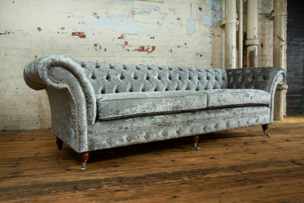 Chesterfield Gray Poslter Four Seater Designer 4-Seater Couch