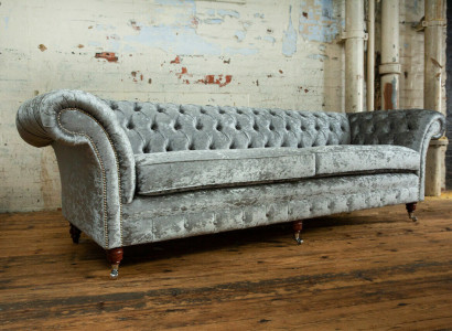 Chesterfield Gray Poslter Four Seater Designer 4-Seater Couch