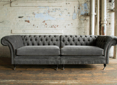 Classic Chesterfield Sofa 4 Seater Design Sofas Upholstery Couches Leather Brown