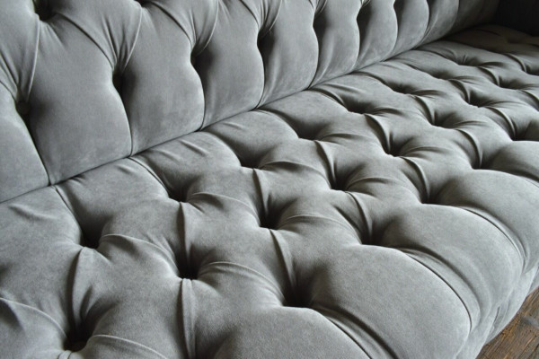 Classic Chesterfield Sofa 4 Seater Sofas Couches Leather Gray Design Upholstery