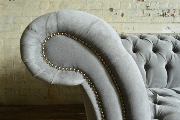 Classic Chesterfield Sofa 4 Seater Sofas Couches Leather Gray Design Upholstery
