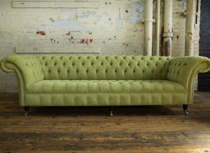 Classic Chesterfield Sofa 4 Seater Sofas Couches Leather Green Design Upholstery