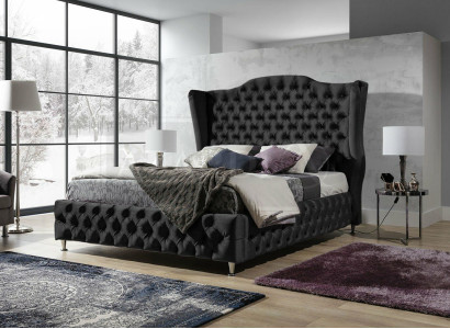 Black Bed Chesterfield Upholstery Double bed Luxury Bedroom Design Beds