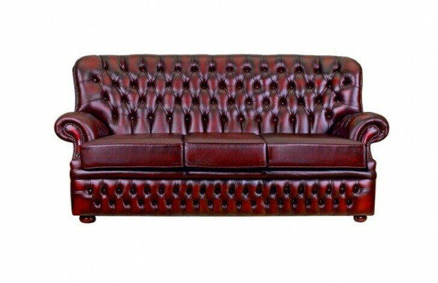 Brown Chesterfield 3-seater antique style designer living room couch