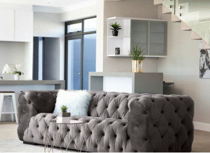 Gray Chesterfield Three Seater Couch Upholstered Style Furniture