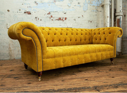 Designer yellow Chesterfield 3-Seater luxury three-seater couch