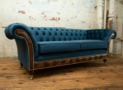 Blue e Chesterfield Fabric Sofa Couch Couches Sofa Seat Sofas Upholstery Textile new
