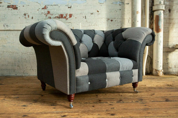 Grey-Blue e Chesterfield Armchair Luxury Single Seater Designer Furniture