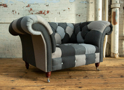 Grey-Blue e Chesterfield Armchair Luxury Single Seater Designer Furniture