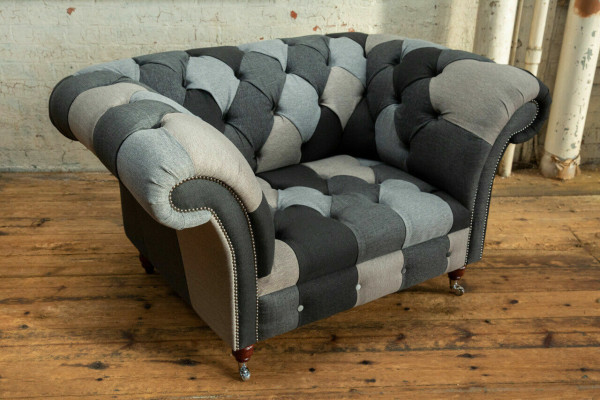 Grey-Blue e Chesterfield Armchair Luxury Single Seater Designer Furniture