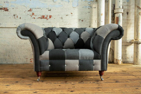 Grey-Blue e Chesterfield Armchair Luxury Single Seater Designer Furniture