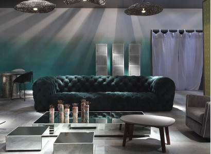 Luxury Chesterfield Velvet Verlor Three Seater Fabric Couches Upholstery Sofa