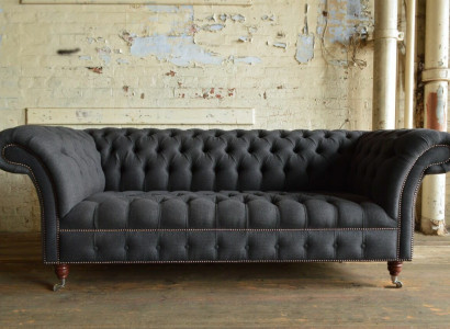 Gray Chesterfield three seater luxury living room 3 seater couch