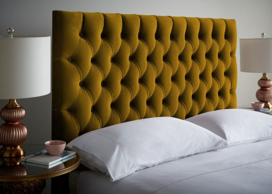 Chesterfield Design Upholstery English 140/160/180x200 Beds Double bed Yellow