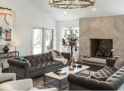 Gray Chesterfield Luxury Designer Couch Modern 3 Seater Sofa