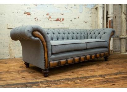 Gray-brown Chesterfield Couch Designer Living room 3-Seater Sofa