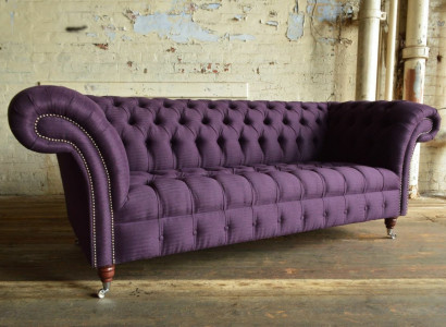 Modern Purple Chesterfield Three Seater Living Room 3 Seater Sofa