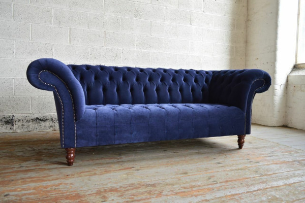 Blue e Chesterfield Sofa Couch Design Upholstery Sofas Couches Fabric Textile Leather