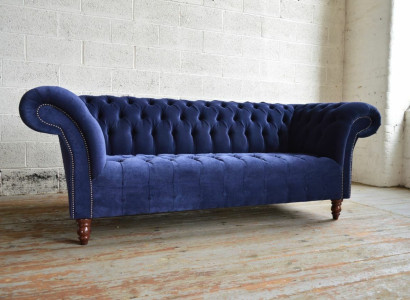 Blue e Chesterfield Sofa Couch Design Upholstery Sofas Couches Fabric Textile Leather
