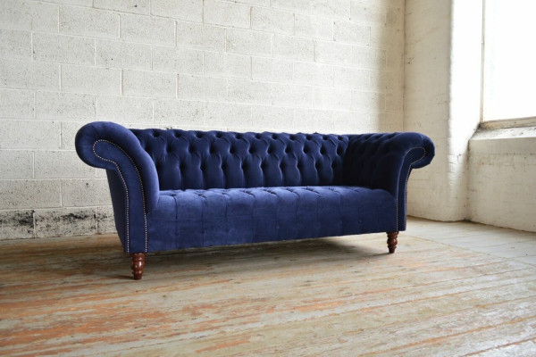 Blue e Chesterfield Sofa Couch Design Upholstery Sofas Couches Fabric Textile Leather