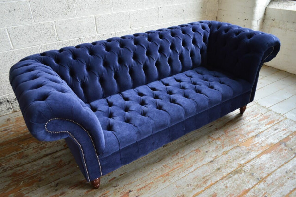 Blue e Chesterfield Sofa Couch Design Upholstery Sofas Couches Fabric Textile Leather