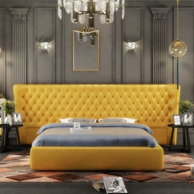 XXL Big Wall Panel Bed Chesterfield Hotel Luxury Design Beds 200x200cm new