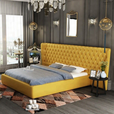 XXL Big Wall Panel Bed Chesterfield Hotel Luxury Design Beds 200x200cm new