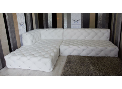 Design Corner sofa Couch Leather Upholstery Sofa Corner suite Crystal stones Corner sofa new