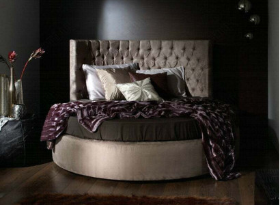 Round Chesterfield Luxury Round Bed Classic Hotel Velvet Textile Leather Beds new