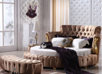 Round Bed Chesterfield Designer Round Beds Bedroom Textile Leather