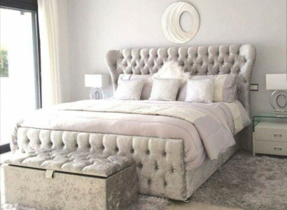 Designer Bed Bedroom Beds Textile Leather Hotel Luxury Upholstery Velvet