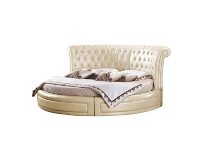 Round Bed Chesterfield Designer Round Bedroom Textile Leather Upholstery Beds