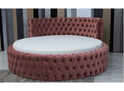 Round Velvet Bed Chesterfield Luxury Upholstery Round Beds Textile Fabric Hotel new