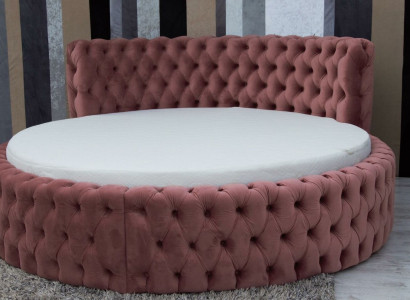 Round Velvet Bed Chesterfield Luxury Upholstery Round Beds Textile Fabric Hotel new