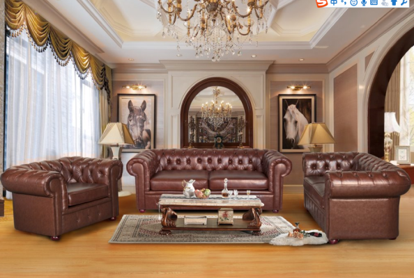 Classic brown Chesterfield Leather Couch Upholstery Seat Suite 3 Seater