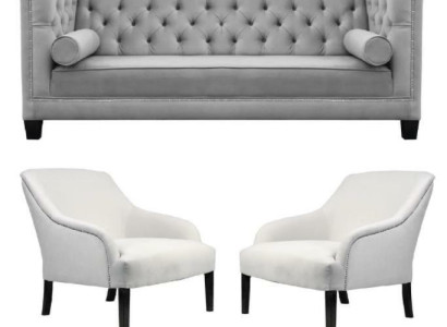 Gray Chesterfield Armchair White xxl Big Textile Fabric Couches Creative Furniture new