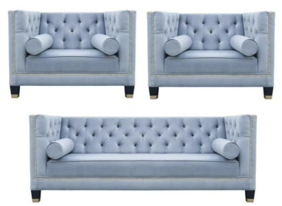 Blue Sofa set Chesterfield Armchair Creative Furniture Textile Fabric Living room new