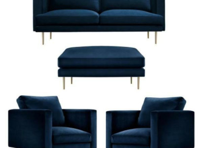 Sofa Group Seat Armchair Stool Furniture Textile Fabric Blue Two-seater Living room new