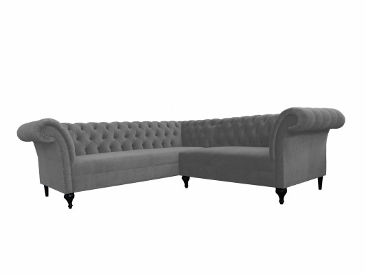 Gray Chesterfield Corner sofa Corner sofa Designer L-shape velvet sofa